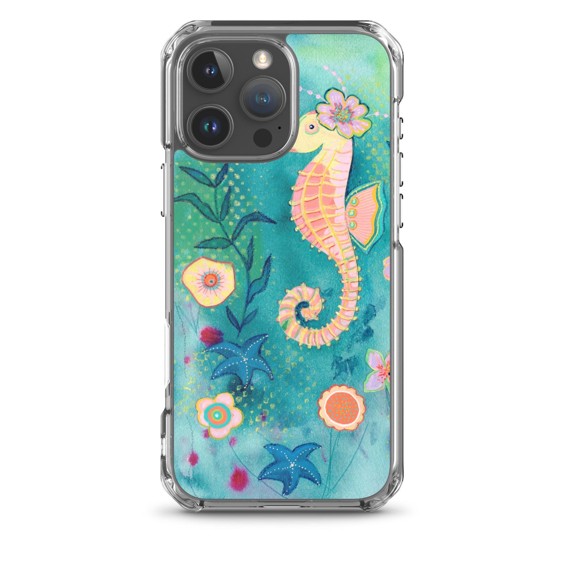 Seahorse Clear Case for iPhone® - Aquamarine Design - Artistic Gifts for Women - Art by Artist Tania Herrera from Aquamarine Design Studio