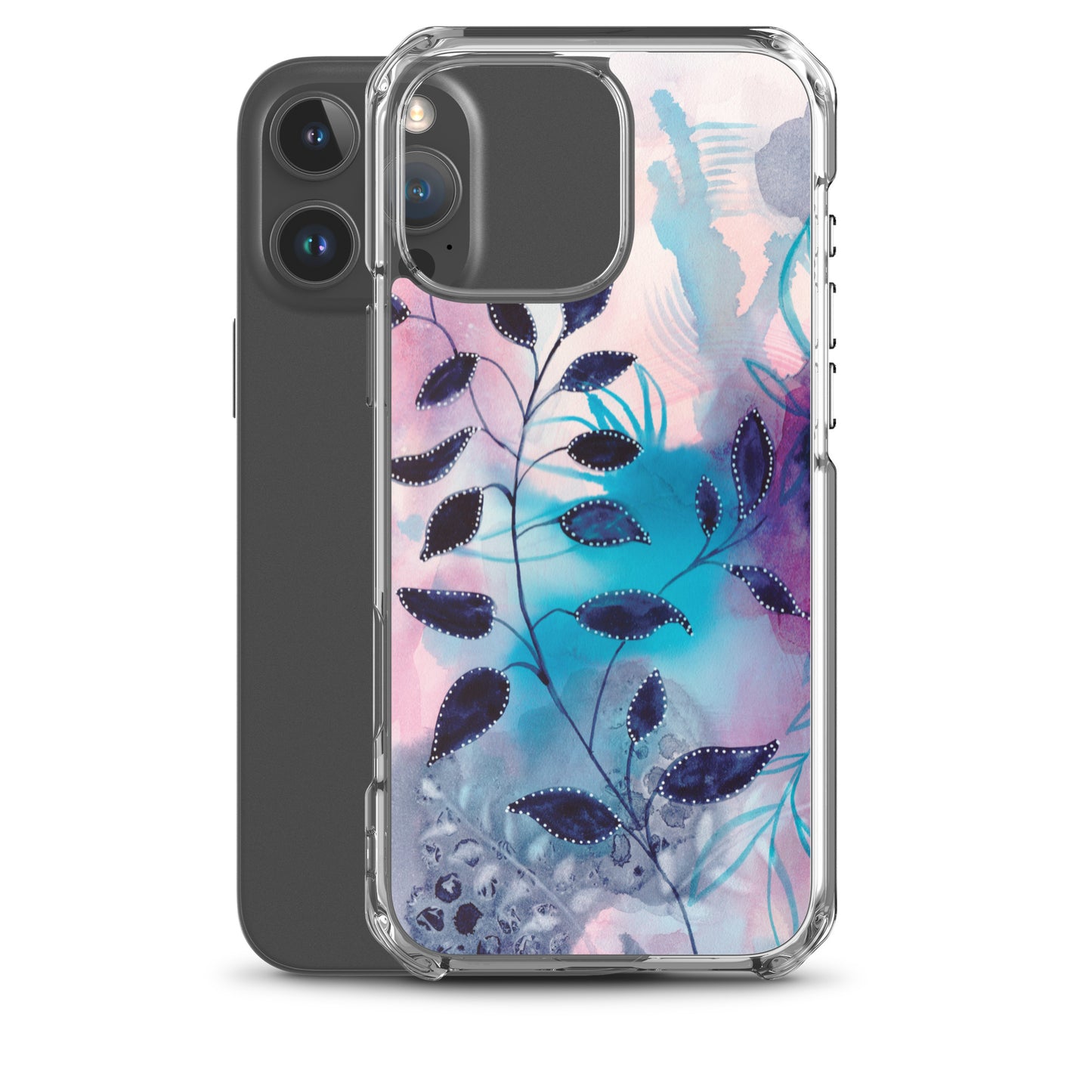 Blue Leaves2 Clear Case for iPhone® - Aquamarine Design - Artistic Gifts for Women - Art by Artist Tania Herrera from Aquamarine Design Studio