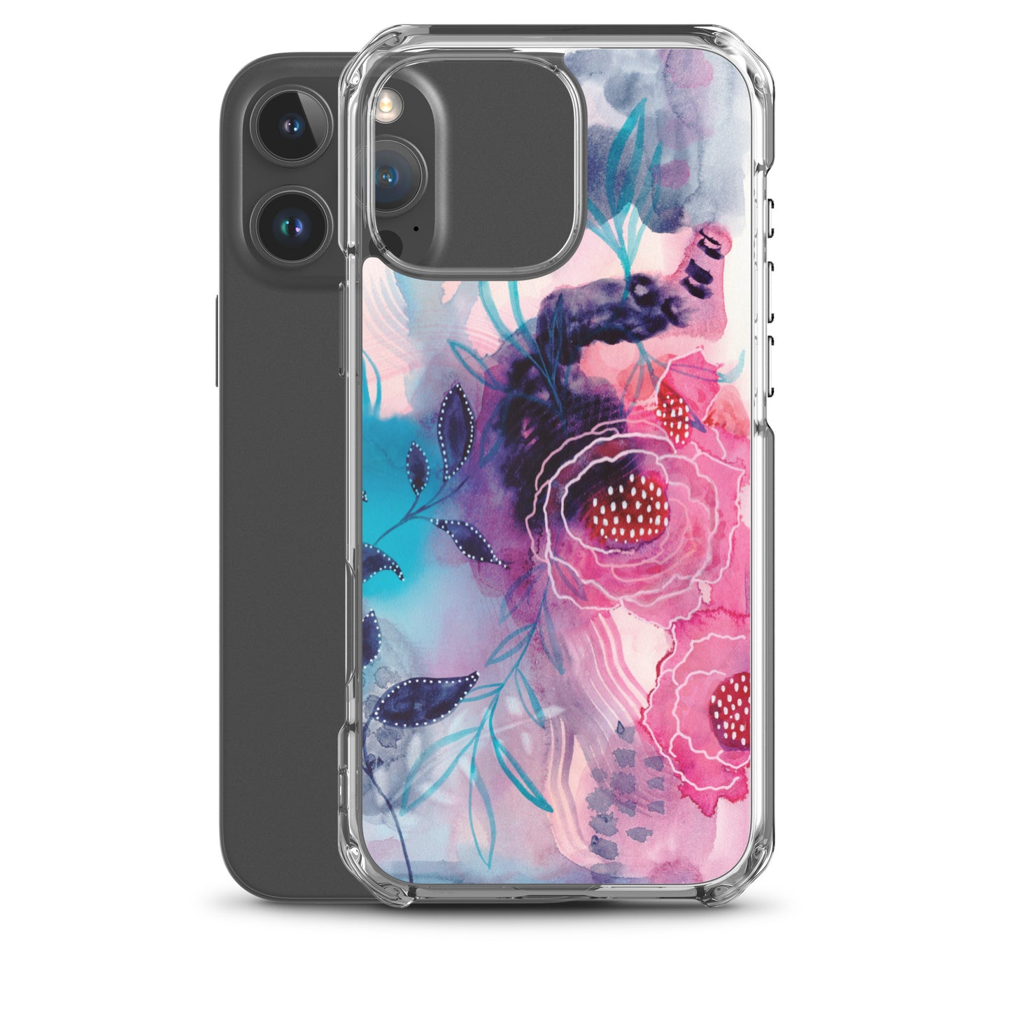 Blue Leaves Clear Case for iPhone® - Aquamarine Design - Artistic Gifts for Women - Art by Artist Tania Herrera from Aquamarine Design Studio