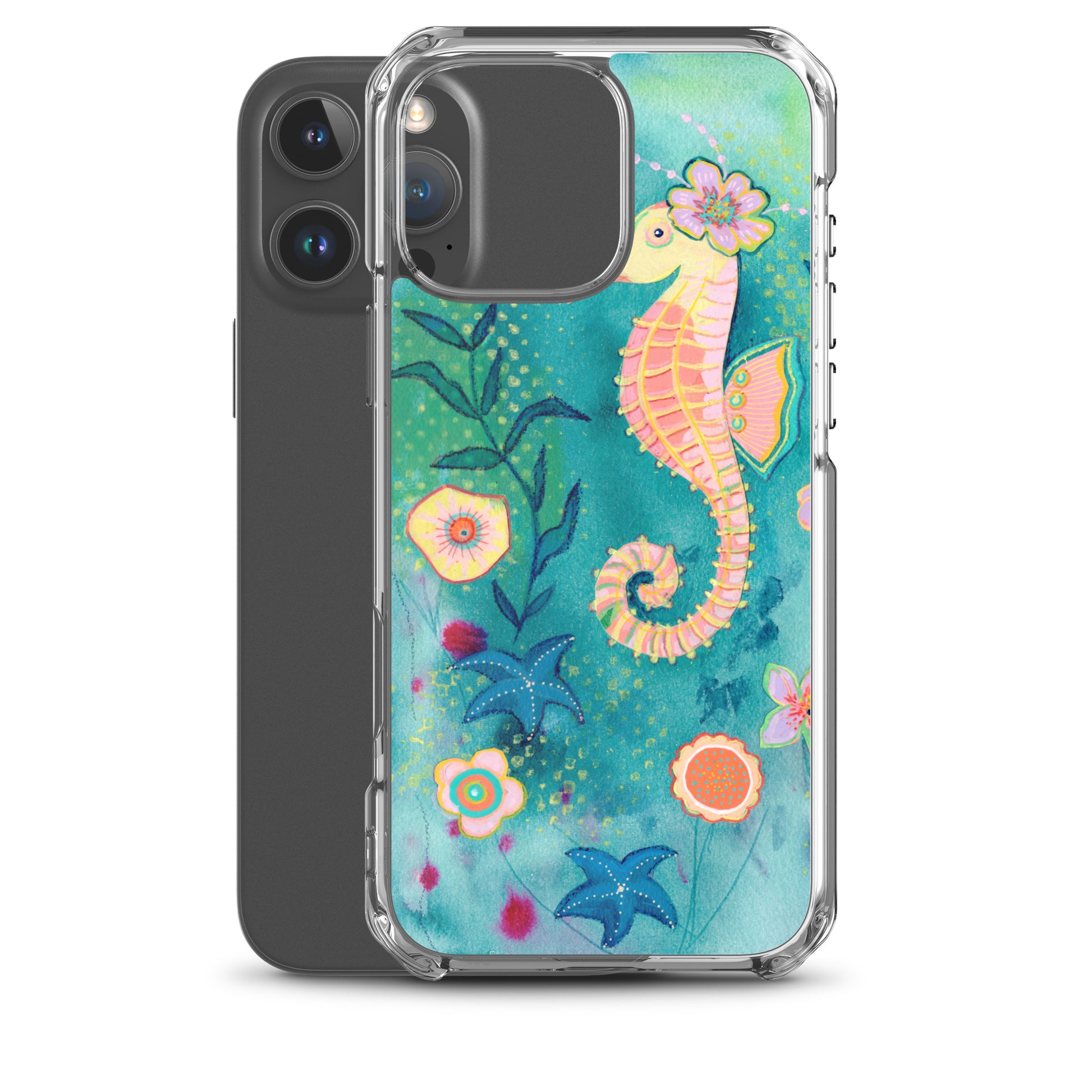 Seahorse Clear Case for iPhone® - Aquamarine Design - Artistic Gifts for Women - Art by Artist Tania Herrera from Aquamarine Design Studio