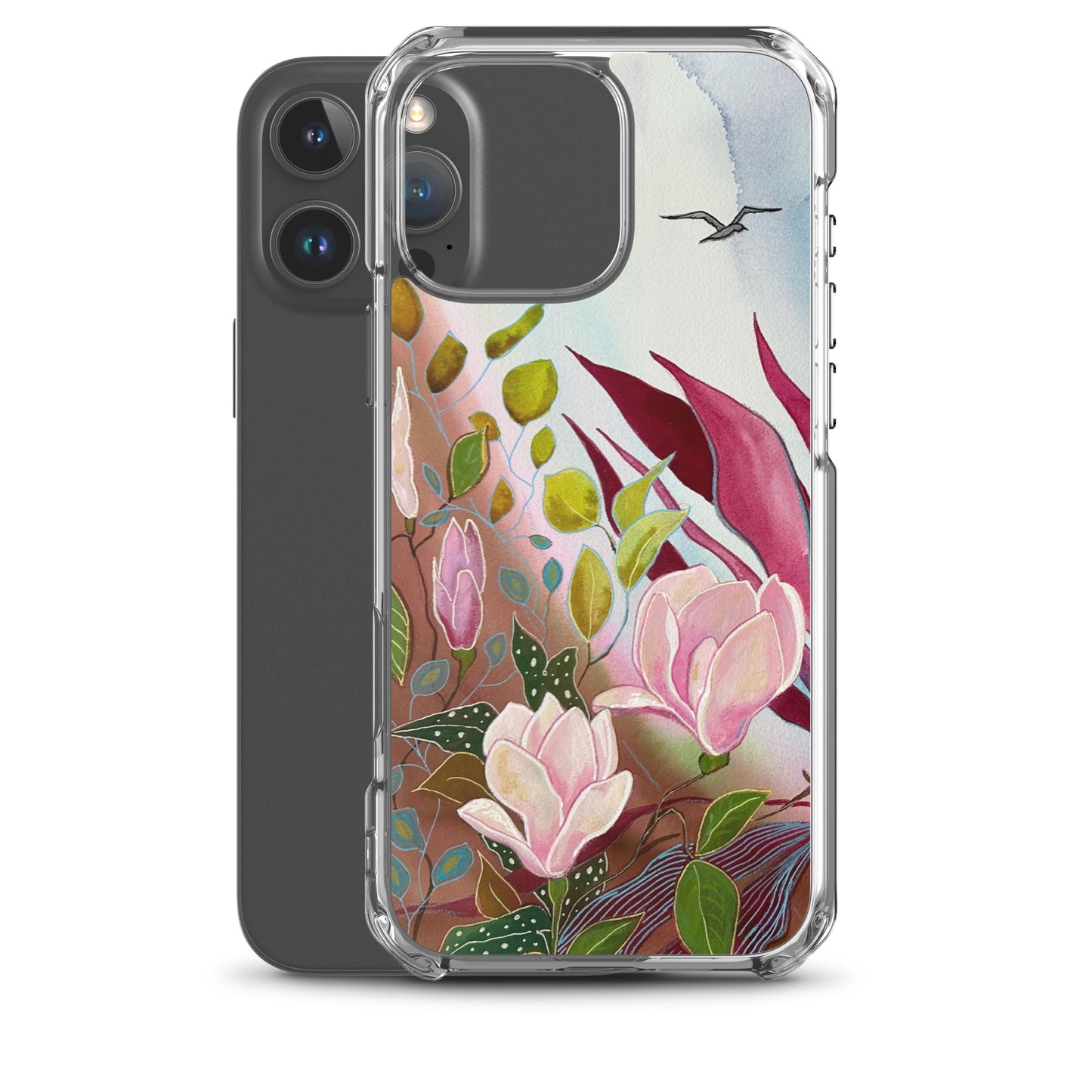Pink Garden Clear Case for iPhone® - Aquamarine Design - Artistic Gifts for Women - Art by Artist Tania Herrera from Aquamarine Design Studio