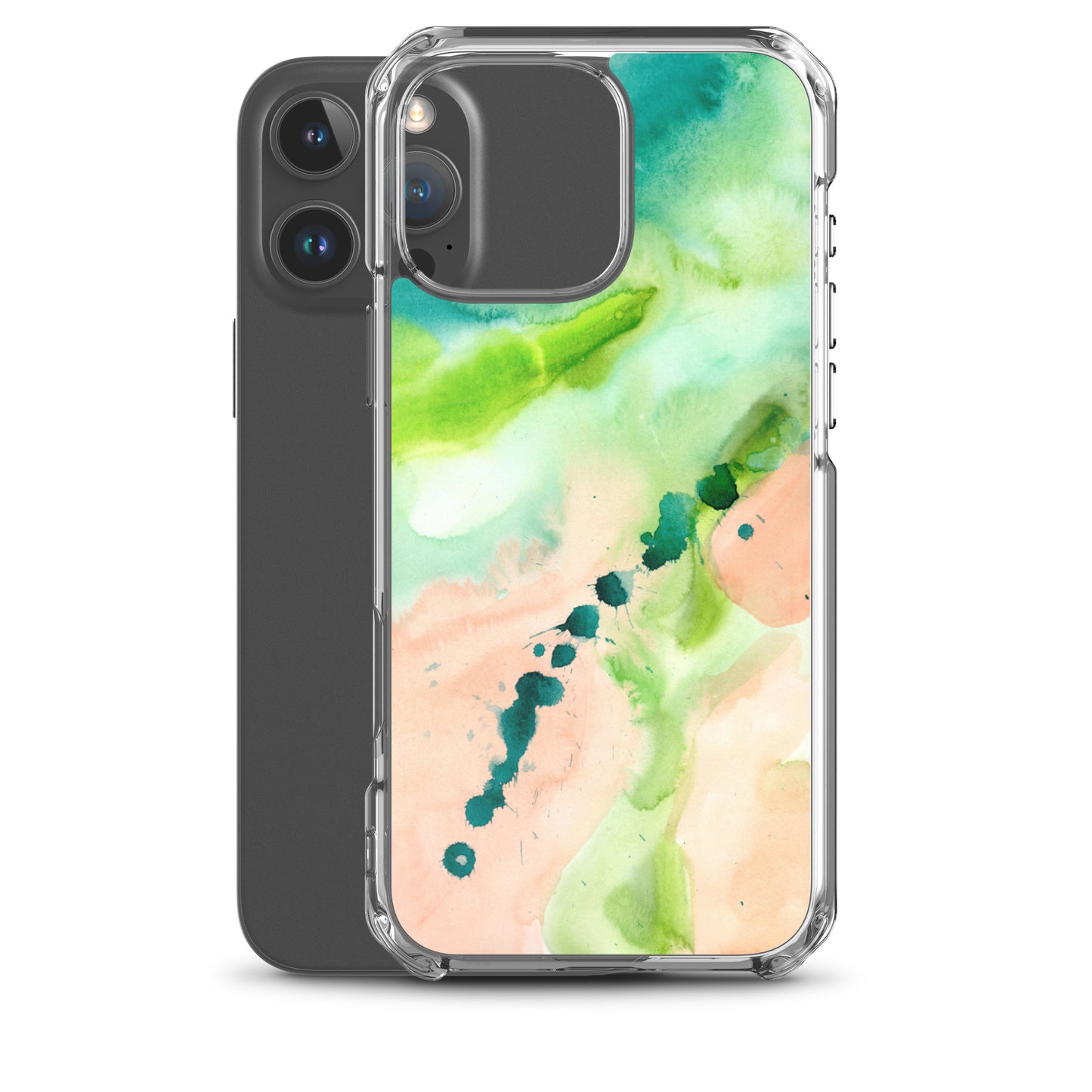 Coral and Aqua Abstract Design Clear Case for iPhone® - Aquamarine Design - Artistic Gifts for Women - Art by Artist Tania Herrera from Aquamarine Design Studio