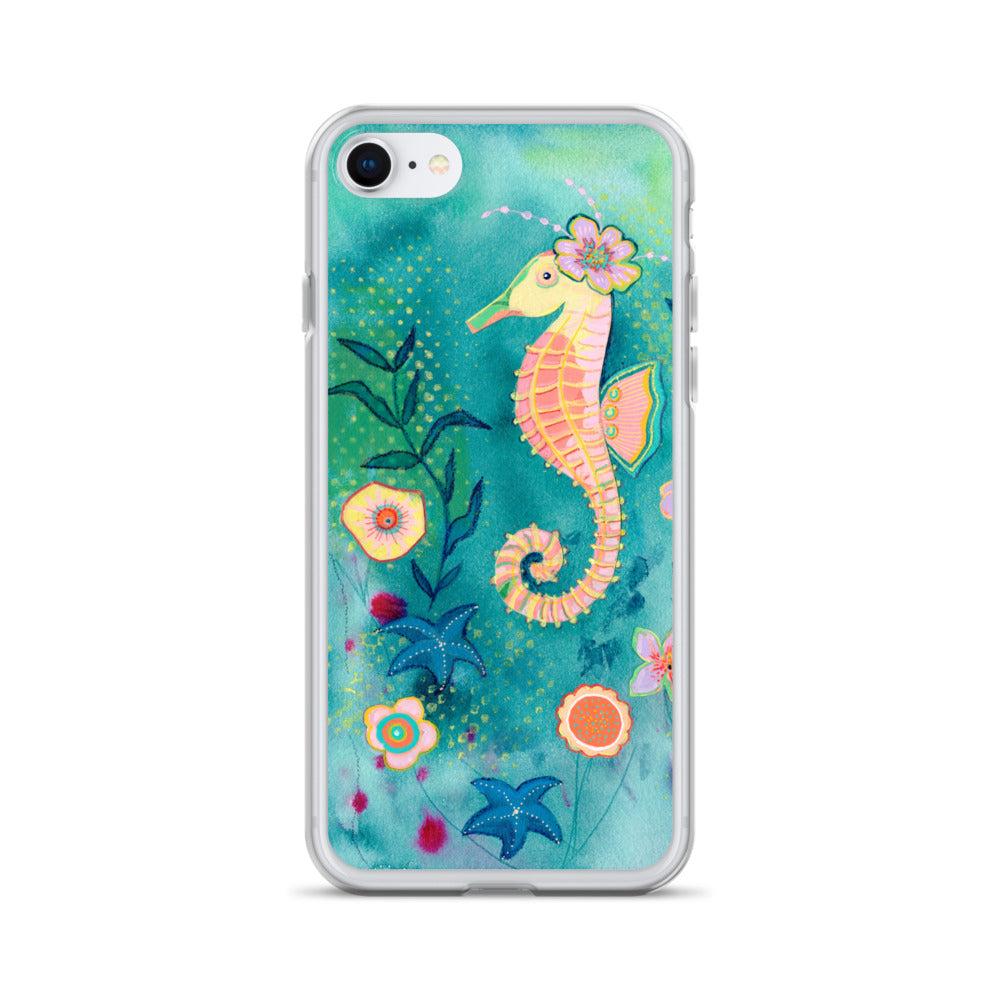 Seahorse Clear Case for iPhone® - Aquamarine Design - Artistic Gifts for Women - Art by Artist Tania Herrera from Aquamarine Design Studio