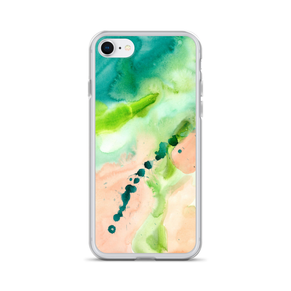 Coral and Aqua Abstract Design Clear Case for iPhone® - Aquamarine Design - Artistic Gifts for Women - Art by Artist Tania Herrera from Aquamarine Design Studio