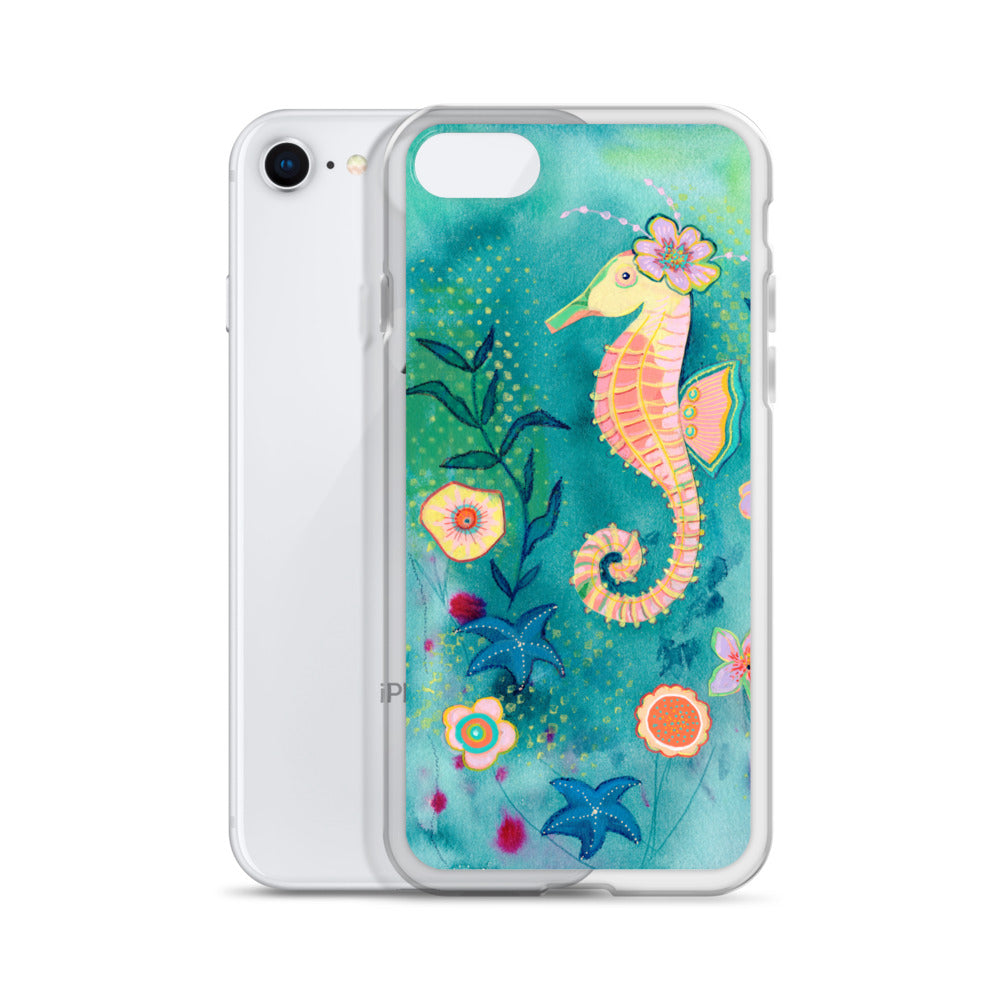 Seahorse Clear Case for iPhone® - Aquamarine Design - Artistic Gifts for Women - Art by Artist Tania Herrera from Aquamarine Design Studio