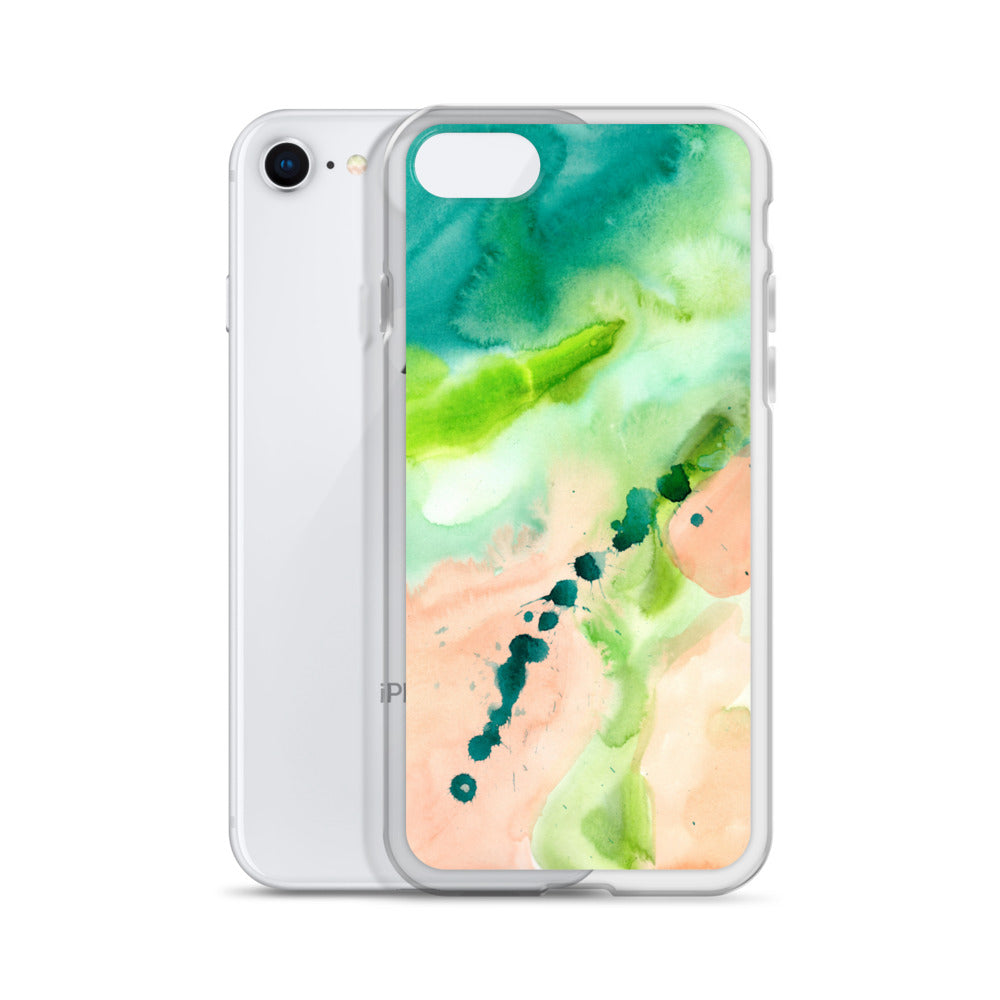 Coral and Aqua Abstract Design Clear Case for iPhone® - Aquamarine Design - Artistic Gifts for Women - Art by Artist Tania Herrera from Aquamarine Design Studio