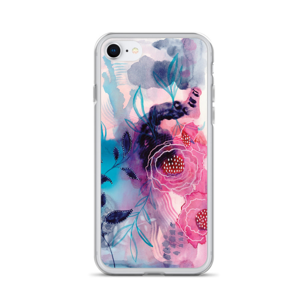 Blue Leaves Clear Case for iPhone® - Aquamarine Design - Artistic Gifts for Women - Art by Artist Tania Herrera from Aquamarine Design Studio