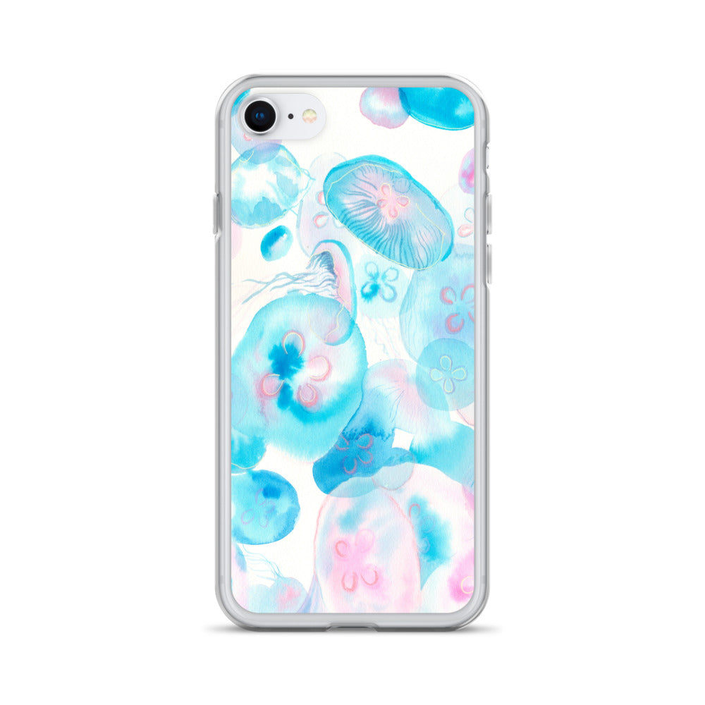 Light Blue Jelly Fish Clear Case for iPhone® - Aquamarine Design - Artistic Gifts for Women - Art by Artist Tania Herrera from Aquamarine Design Studio