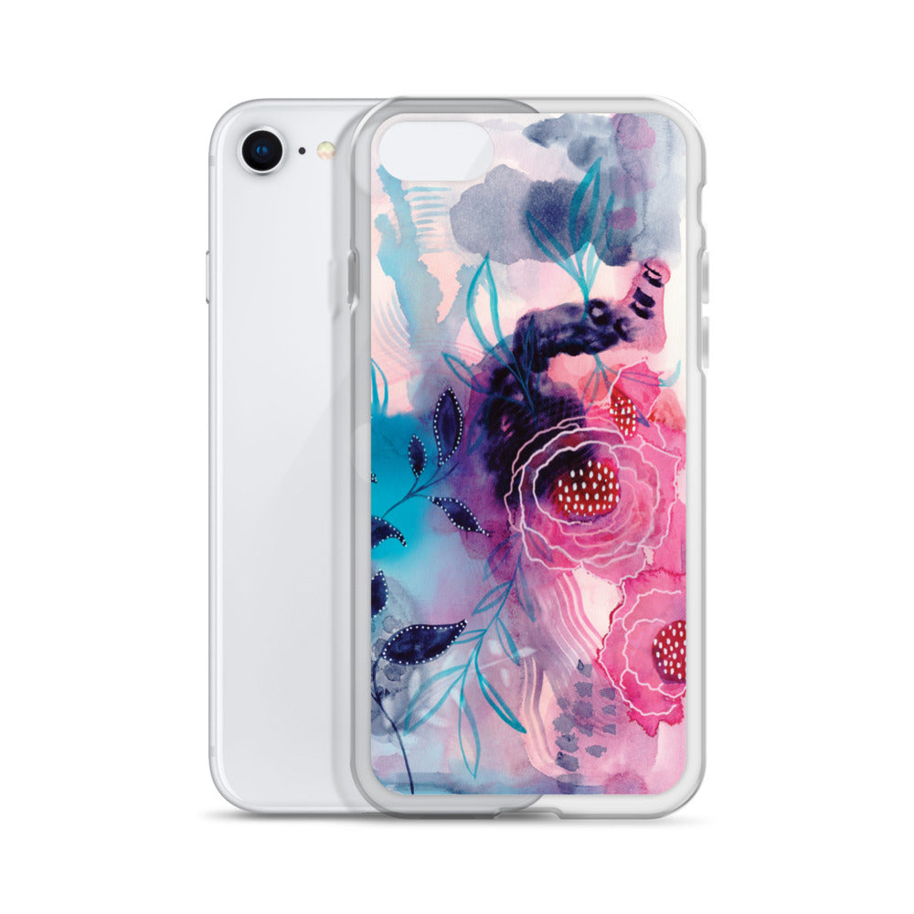 Blue Leaves Clear Case for iPhone® - Aquamarine Design - Artistic Gifts for Women - Art by Artist Tania Herrera from Aquamarine Design Studio