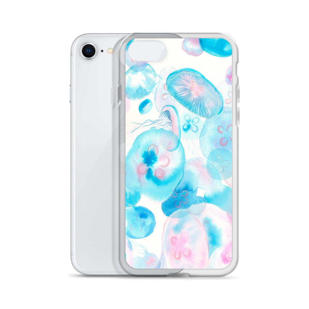Light Blue Jelly Fish Clear Case for iPhone® - Aquamarine Design - Artistic Gifts for Women - Art by Artist Tania Herrera from Aquamarine Design Studio