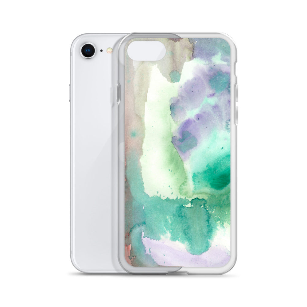 Purple and Green Abstract Clear Case for iPhone® - Aquamarine Design - Artistic Gifts for Women - Art by Artist Tania Herrera from Aquamarine Design Studio