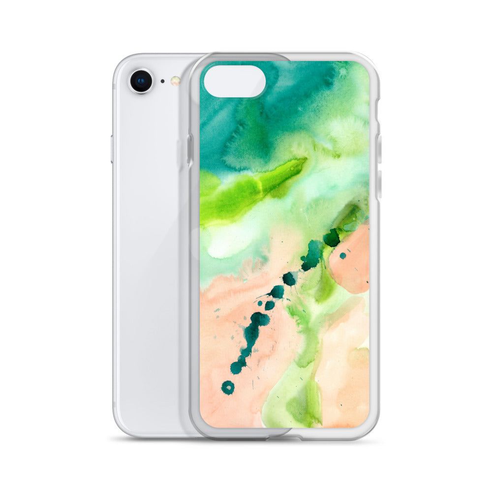 Coral and Aqua Abstract Design Clear Case for iPhone® - Aquamarine Design - Artistic Gifts for Women - Art by Artist Tania Herrera from Aquamarine Design Studio