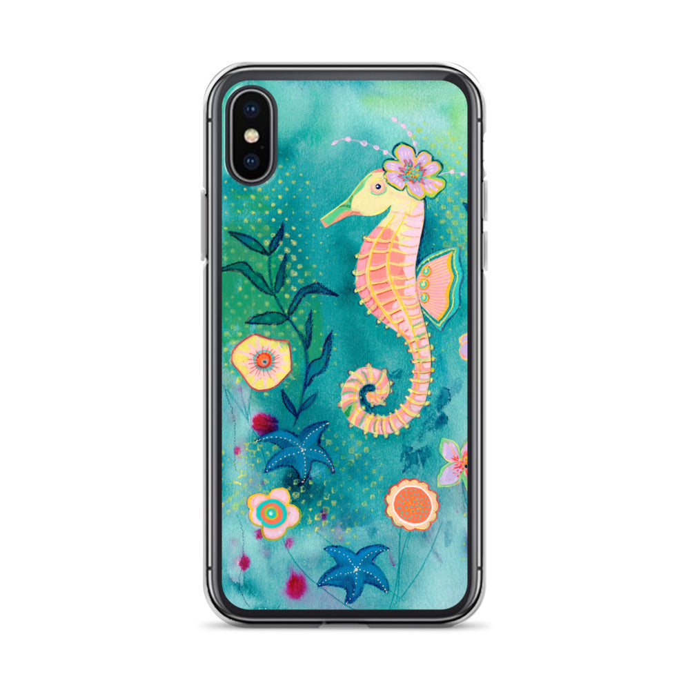 Seahorse Clear Case for iPhone® - Aquamarine Design - Artistic Gifts for Women - Art by Artist Tania Herrera from Aquamarine Design Studio