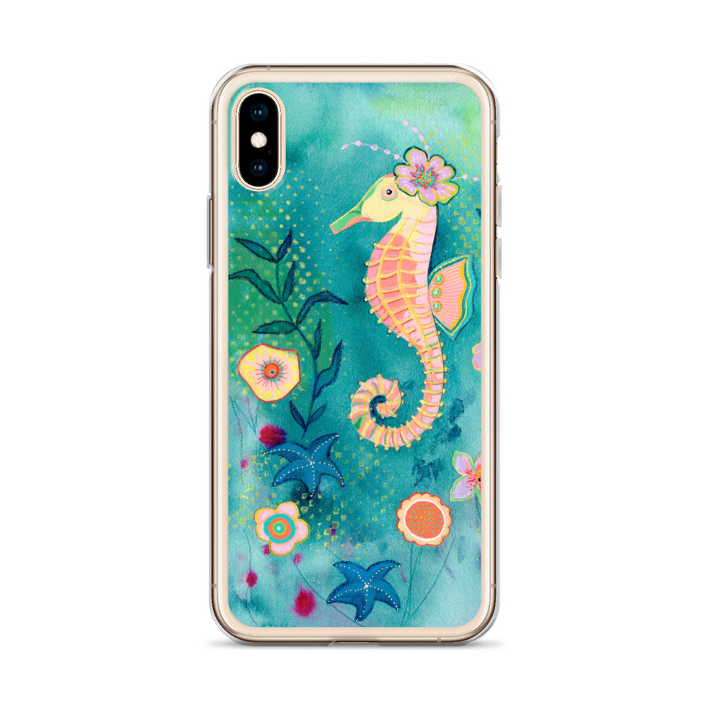 Seahorse Clear Case for iPhone® - Aquamarine Design - Artistic Gifts for Women - Art by Artist Tania Herrera from Aquamarine Design Studio