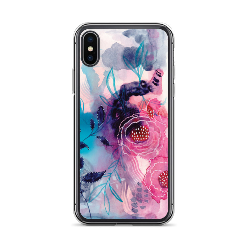 Blue Leaves Clear Case for iPhone® - Aquamarine Design - Artistic Gifts for Women - Art by Artist Tania Herrera from Aquamarine Design Studio