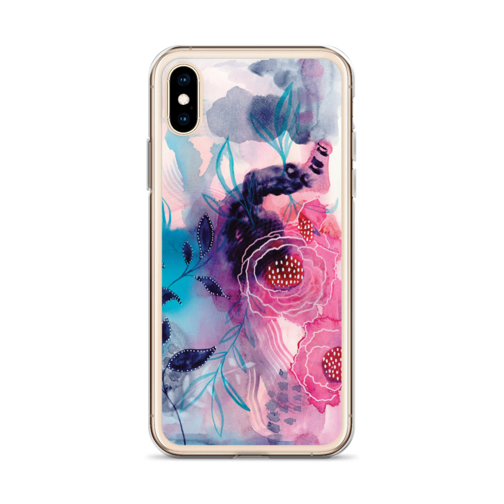 Blue Leaves Clear Case for iPhone® - Aquamarine Design - Artistic Gifts for Women - Art by Artist Tania Herrera from Aquamarine Design Studio