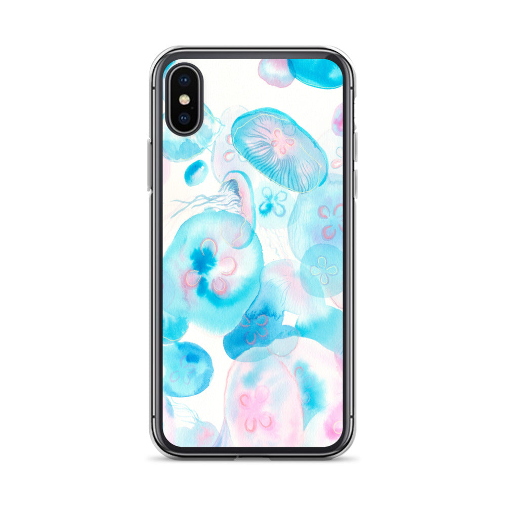 Light Blue Jelly Fish Clear Case for iPhone® - Aquamarine Design - Artistic Gifts for Women - Art by Artist Tania Herrera from Aquamarine Design Studio