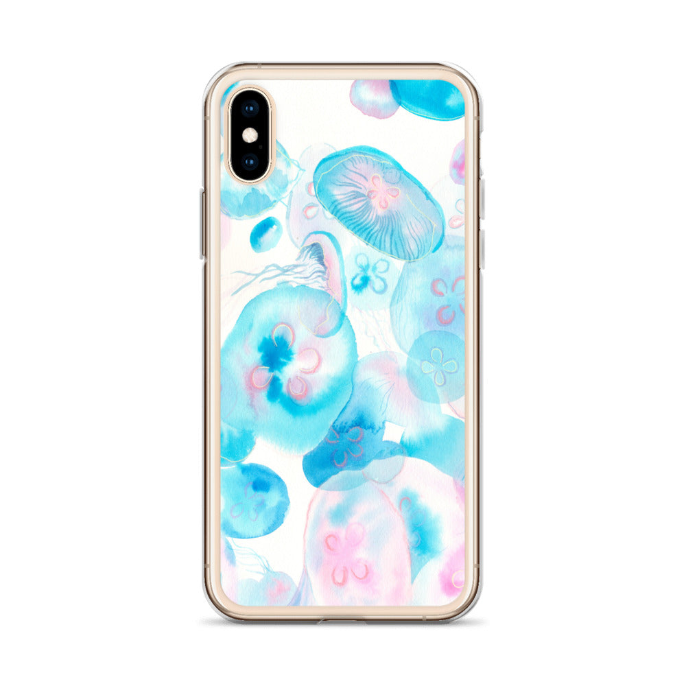 Light Blue Jelly Fish Clear Case for iPhone® - Aquamarine Design - Artistic Gifts for Women - Art by Artist Tania Herrera from Aquamarine Design Studio