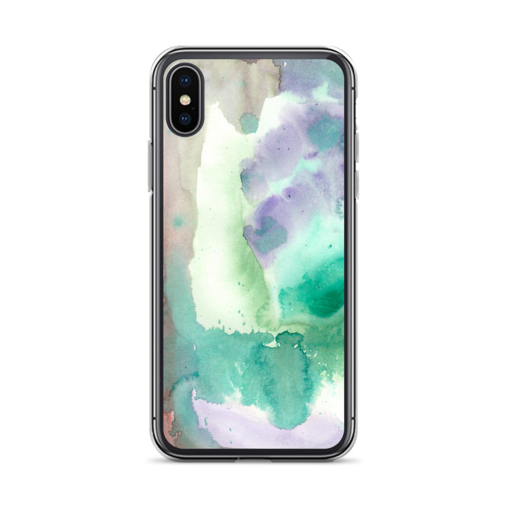 Purple and Green Abstract Clear Case for iPhone® - Aquamarine Design - Artistic Gifts for Women - Art by Artist Tania Herrera from Aquamarine Design Studio