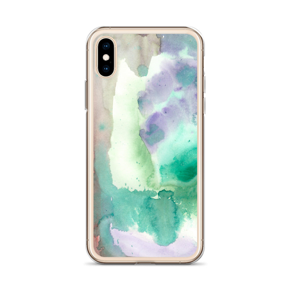 Purple and Green Abstract Clear Case for iPhone® - Aquamarine Design - Artistic Gifts for Women - Art by Artist Tania Herrera from Aquamarine Design Studio