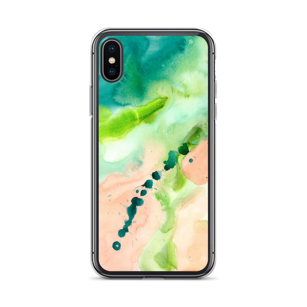 Coral and Aqua Abstract Design Clear Case for iPhone® - Aquamarine Design - Artistic Gifts for Women - Art by Artist Tania Herrera from Aquamarine Design Studio