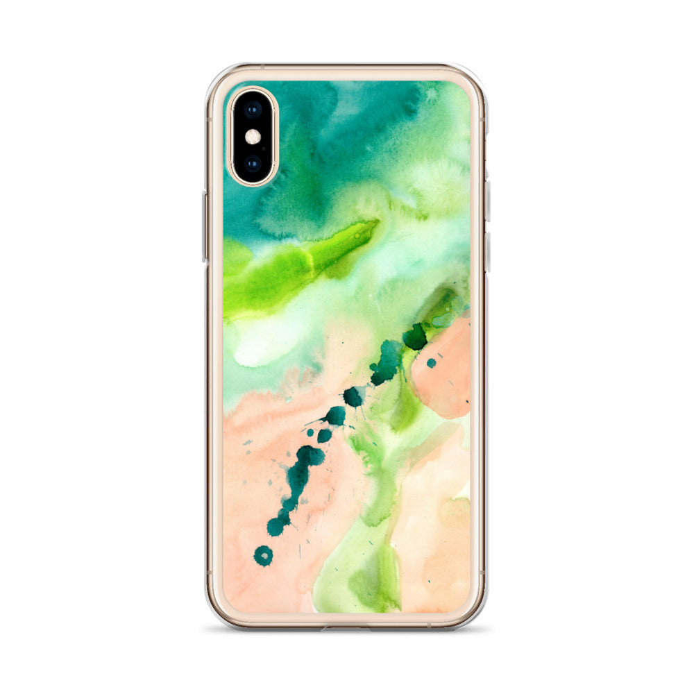 Coral and Aqua Abstract Design Clear Case for iPhone® - Aquamarine Design - Artistic Gifts for Women - Art by Artist Tania Herrera from Aquamarine Design Studio