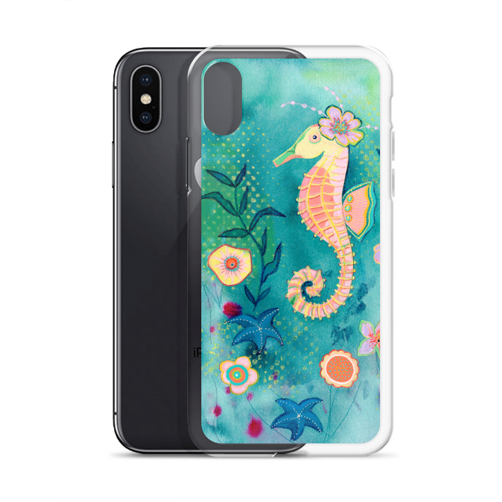 Seahorse Clear Case for iPhone® - Aquamarine Design - Artistic Gifts for Women - Art by Artist Tania Herrera from Aquamarine Design Studio