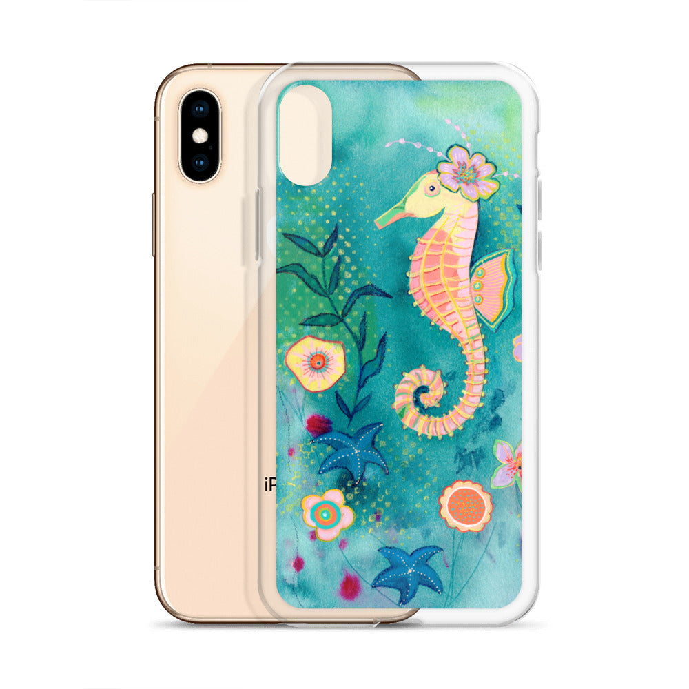 Seahorse Clear Case for iPhone® - Aquamarine Design - Artistic Gifts for Women - Art by Artist Tania Herrera from Aquamarine Design Studio
