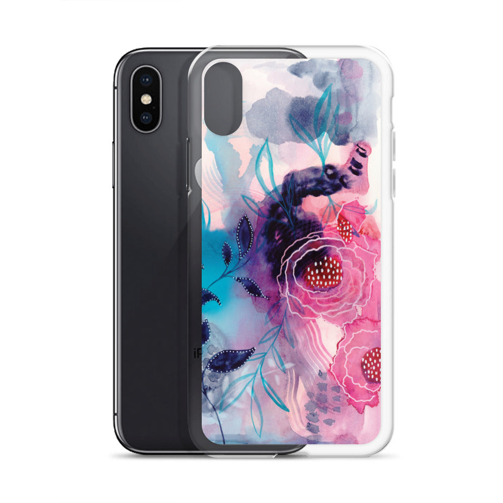 Blue Leaves Clear Case for iPhone® - Aquamarine Design - Artistic Gifts for Women - Art by Artist Tania Herrera from Aquamarine Design Studio