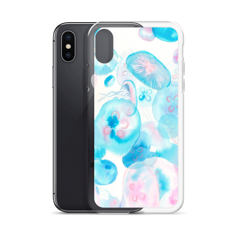 Light Blue Jelly Fish Clear Case for iPhone® - Aquamarine Design - Artistic Gifts for Women - Art by Artist Tania Herrera from Aquamarine Design Studio