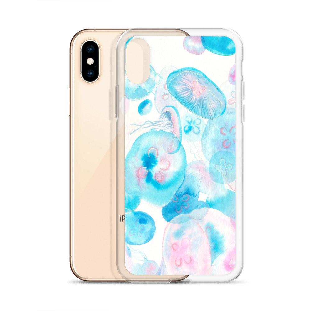 Light Blue Jelly Fish Clear Case for iPhone® - Aquamarine Design - Artistic Gifts for Women - Art by Artist Tania Herrera from Aquamarine Design Studio