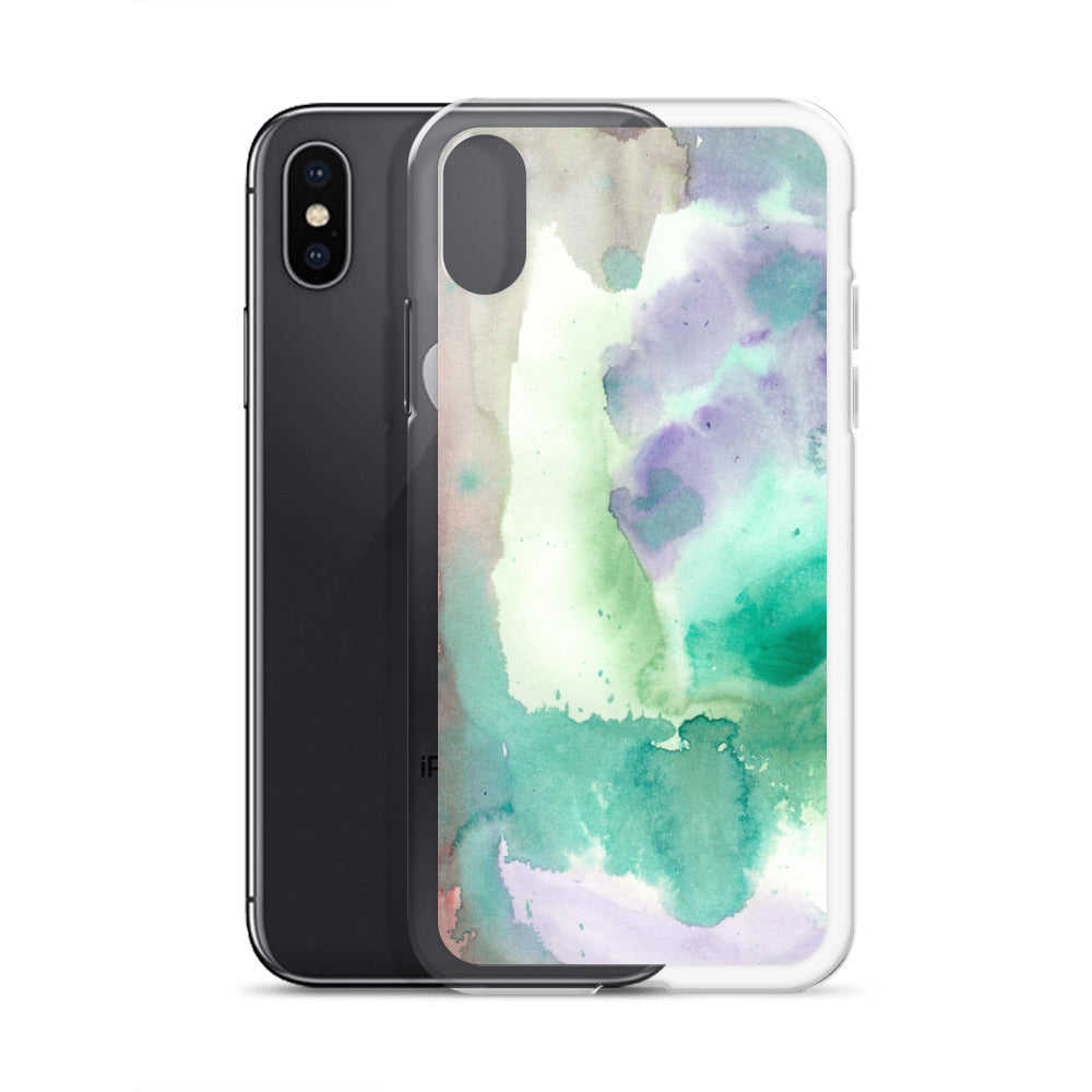 Purple and Green Abstract Clear Case for iPhone® - Aquamarine Design - Artistic Gifts for Women - Art by Artist Tania Herrera from Aquamarine Design Studio