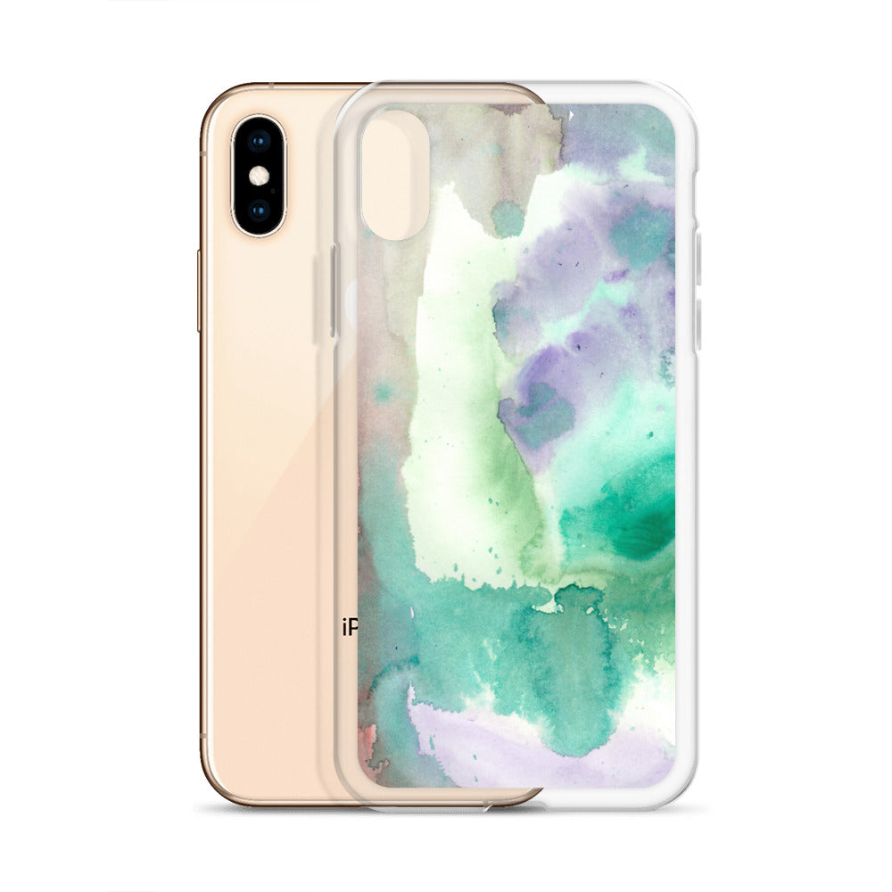 Purple and Green Abstract Clear Case for iPhone® - Aquamarine Design - Artistic Gifts for Women - Art by Artist Tania Herrera from Aquamarine Design Studio