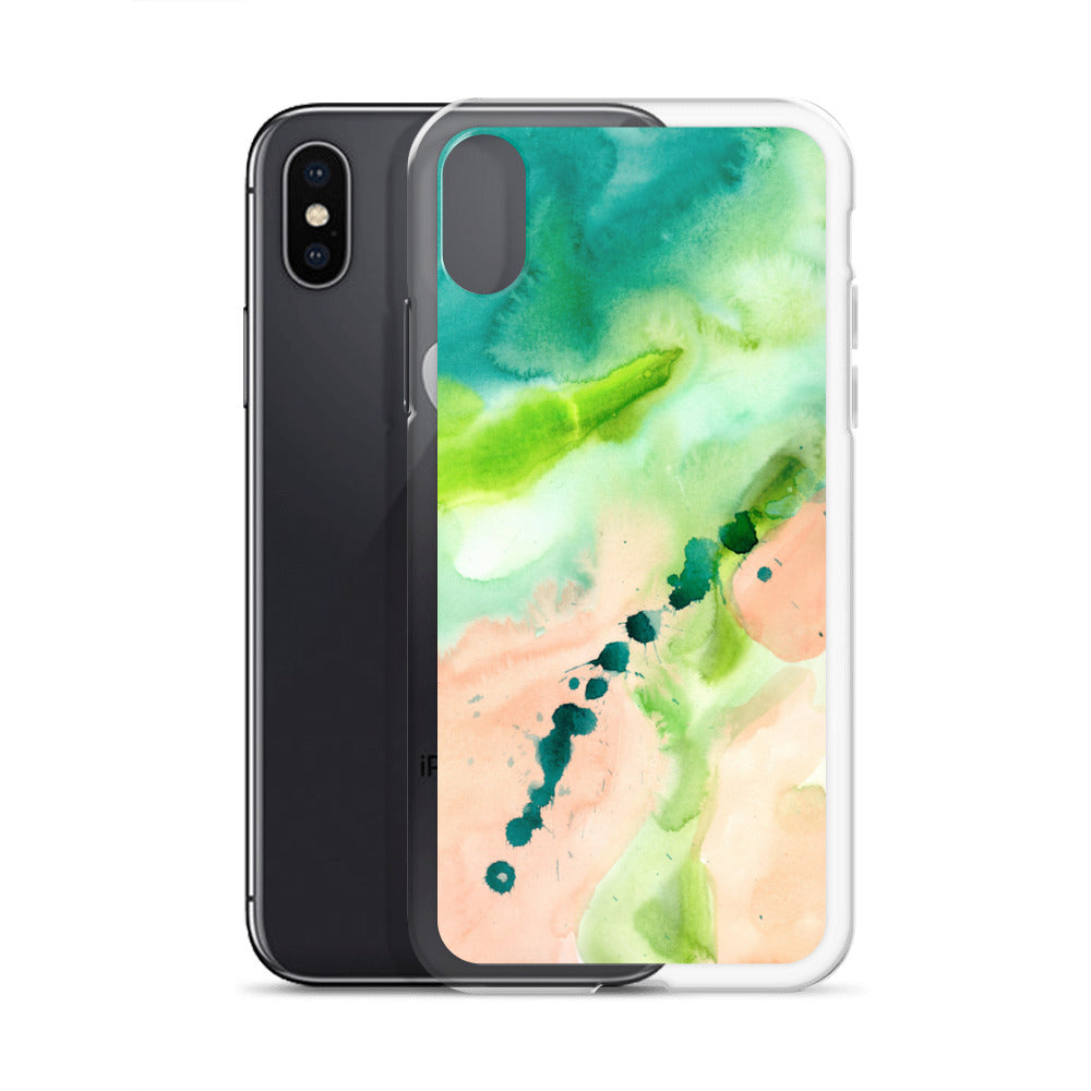 Coral and Aqua Abstract Design Clear Case for iPhone® - Aquamarine Design - Artistic Gifts for Women - Art by Artist Tania Herrera from Aquamarine Design Studio