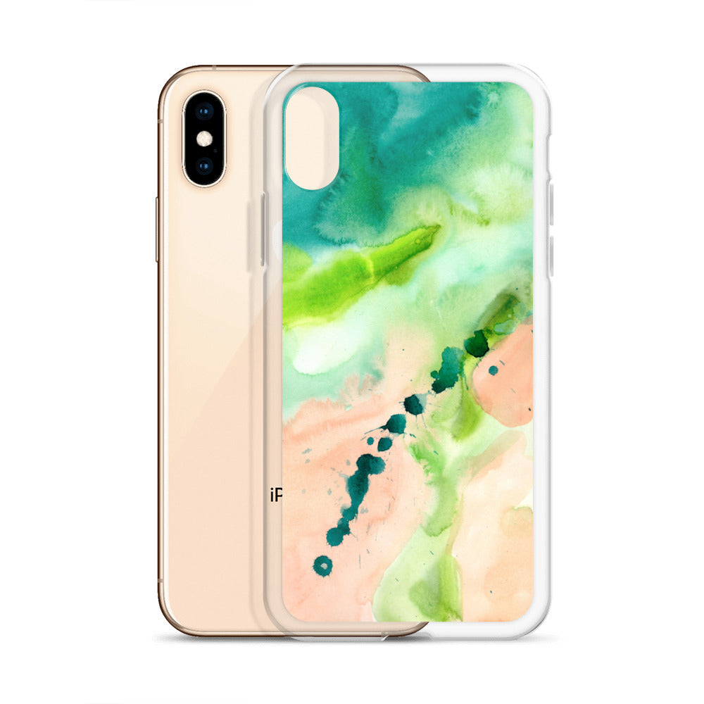 Coral and Aqua Abstract Design Clear Case for iPhone® - Aquamarine Design - Artistic Gifts for Women - Art by Artist Tania Herrera from Aquamarine Design Studio