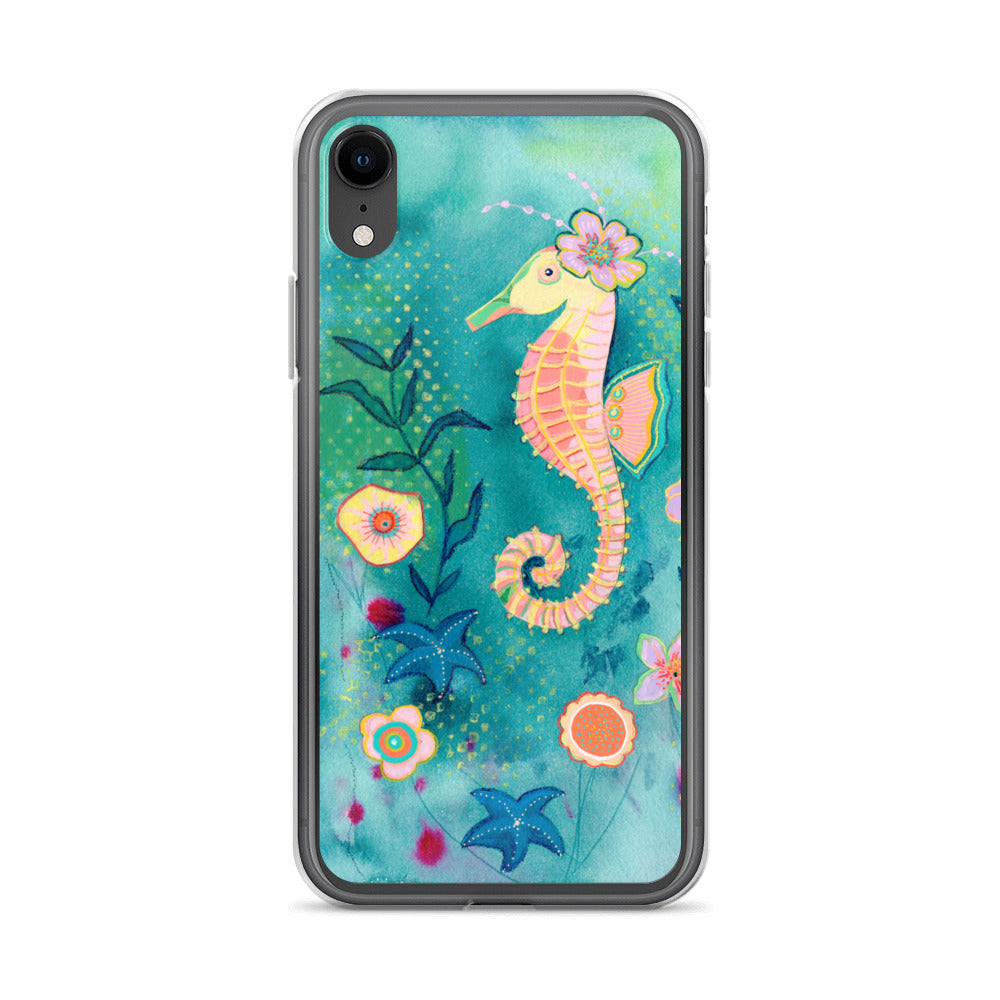Seahorse Clear Case for iPhone® - Aquamarine Design - Artistic Gifts for Women - Art by Artist Tania Herrera from Aquamarine Design Studio