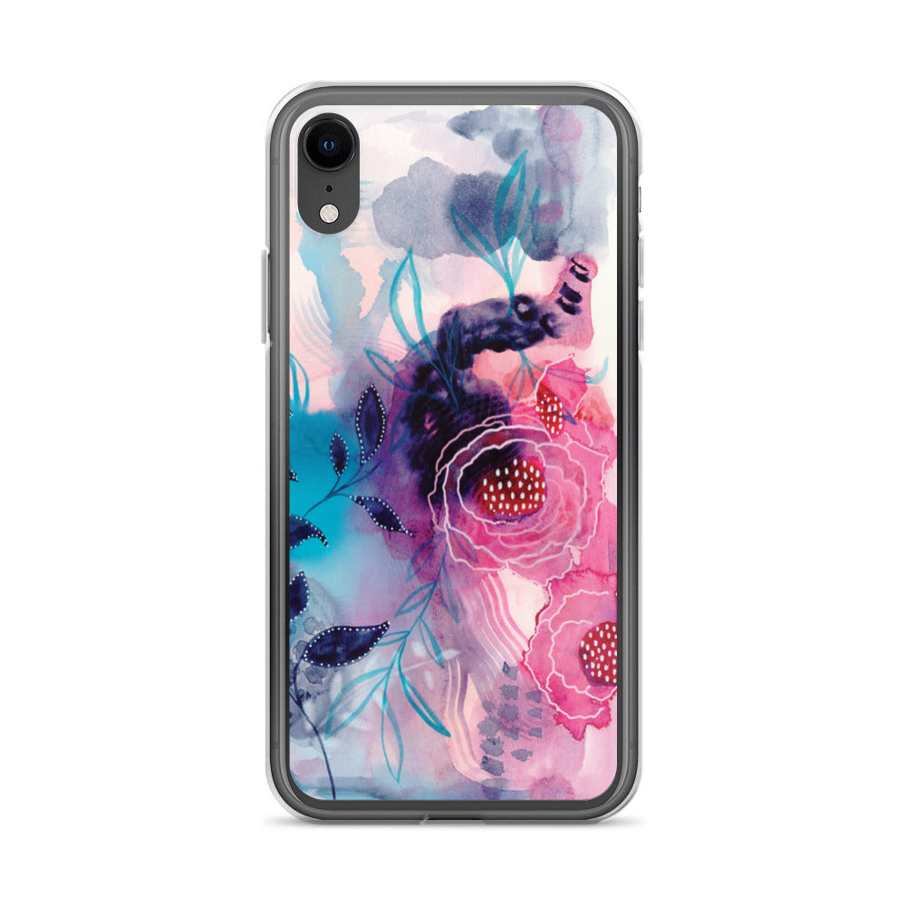 Blue Leaves Clear Case for iPhone® - Aquamarine Design - Artistic Gifts for Women - Art by Artist Tania Herrera from Aquamarine Design Studio