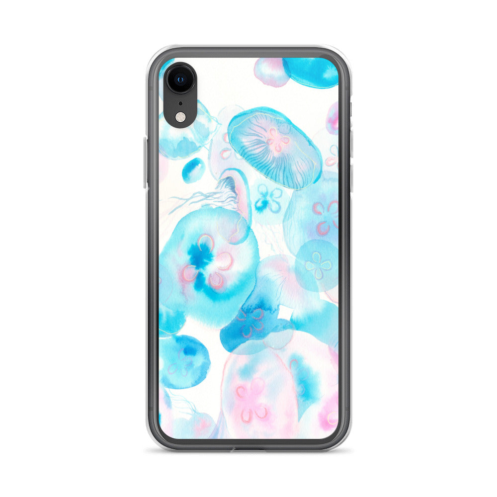 Light Blue Jelly Fish Clear Case for iPhone® - Aquamarine Design - Artistic Gifts for Women - Art by Artist Tania Herrera from Aquamarine Design Studio