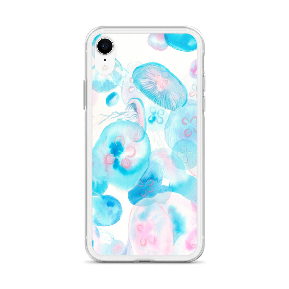 Light Blue Jelly Fish Clear Case for iPhone® - Aquamarine Design - Artistic Gifts for Women - Art by Artist Tania Herrera from Aquamarine Design Studio