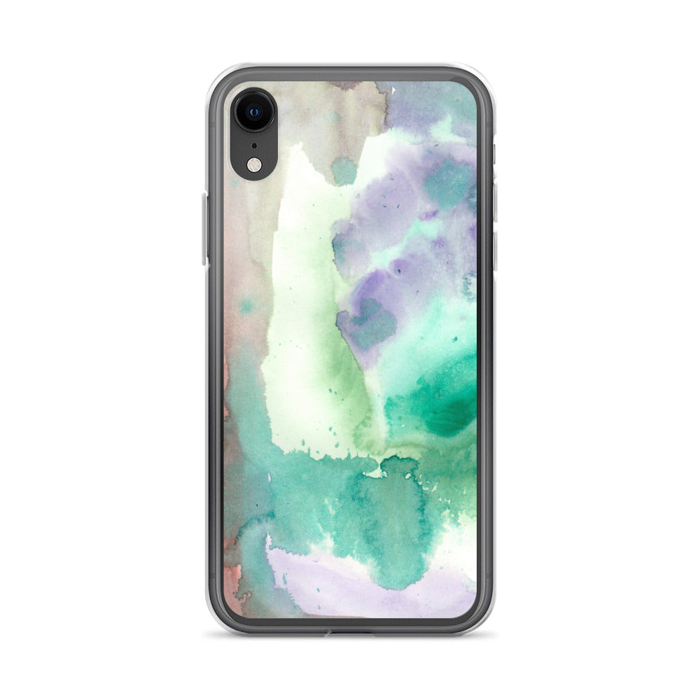 Purple and Green Abstract Clear Case for iPhone® - Aquamarine Design - Artistic Gifts for Women - Art by Artist Tania Herrera from Aquamarine Design Studio