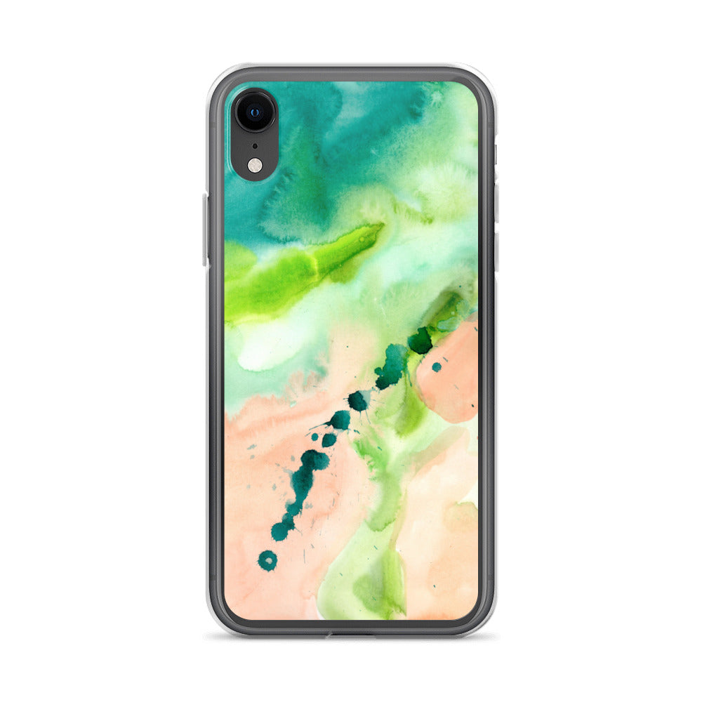 Coral and Aqua Abstract Design Clear Case for iPhone® - Aquamarine Design - Artistic Gifts for Women - Art by Artist Tania Herrera from Aquamarine Design Studio