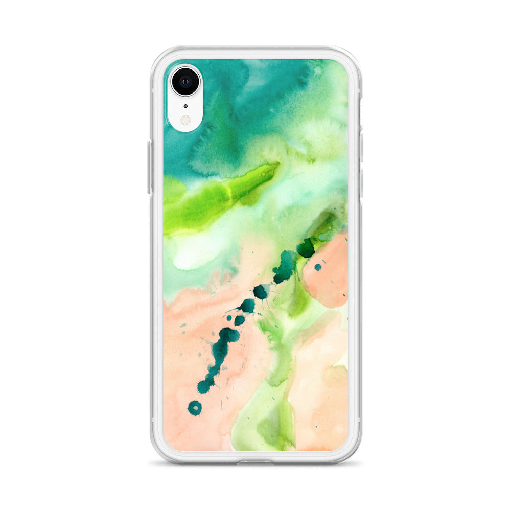Coral and Aqua Abstract Design Clear Case for iPhone® - Aquamarine Design - Artistic Gifts for Women - Art by Artist Tania Herrera from Aquamarine Design Studio