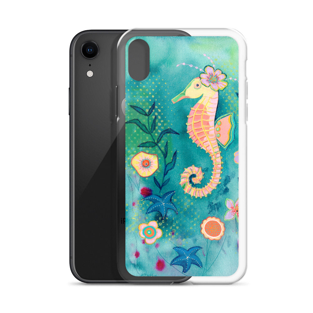 Seahorse Clear Case for iPhone® - Aquamarine Design - Artistic Gifts for Women - Art by Artist Tania Herrera from Aquamarine Design Studio