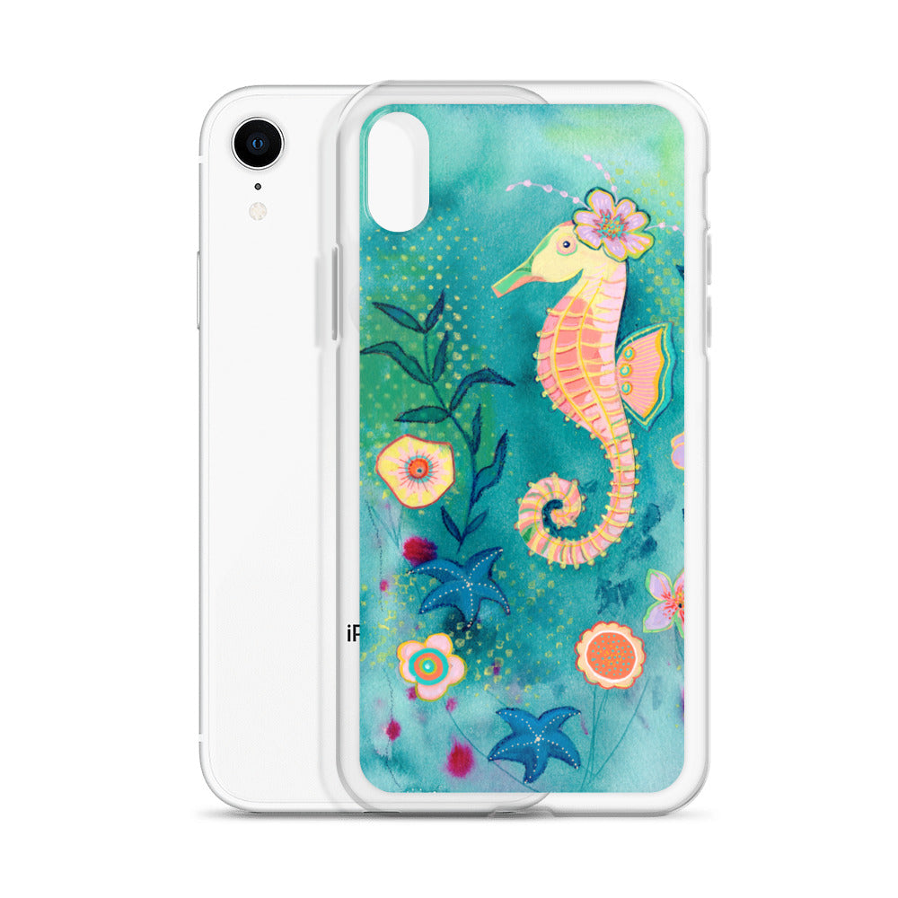 Seahorse Clear Case for iPhone® - Aquamarine Design - Artistic Gifts for Women - Art by Artist Tania Herrera from Aquamarine Design Studio