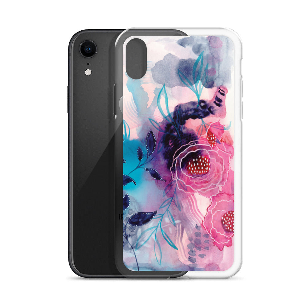 Blue Leaves Clear Case for iPhone® - Aquamarine Design - Artistic Gifts for Women - Art by Artist Tania Herrera from Aquamarine Design Studio