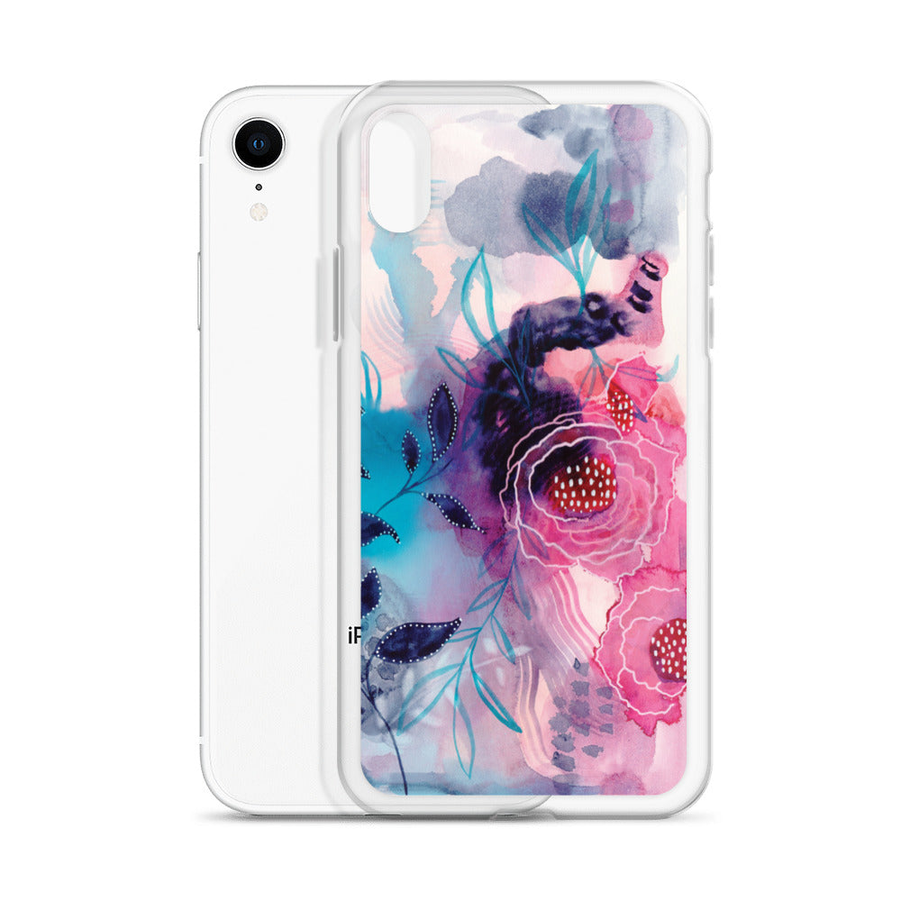 Blue Leaves Clear Case for iPhone® - Aquamarine Design - Artistic Gifts for Women - Art by Artist Tania Herrera from Aquamarine Design Studio