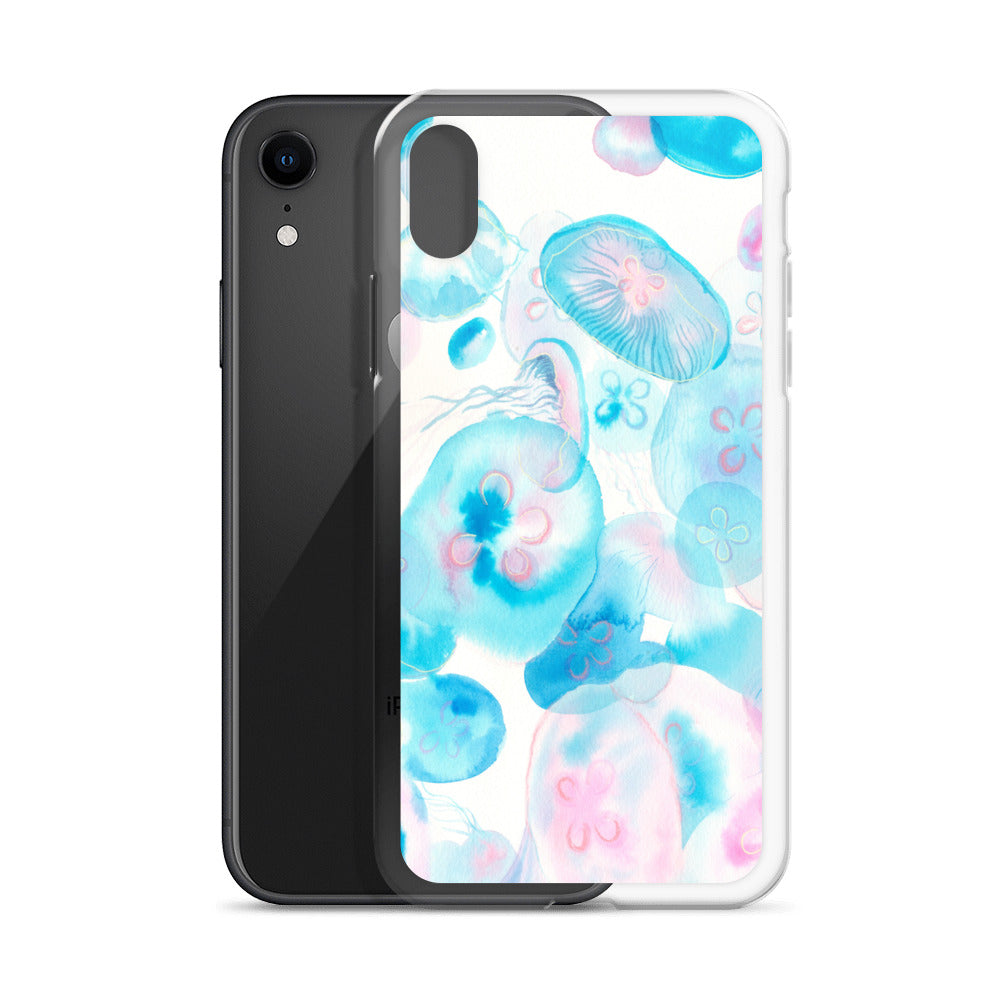 Light Blue Jelly Fish Clear Case for iPhone® - Aquamarine Design - Artistic Gifts for Women - Art by Artist Tania Herrera from Aquamarine Design Studio