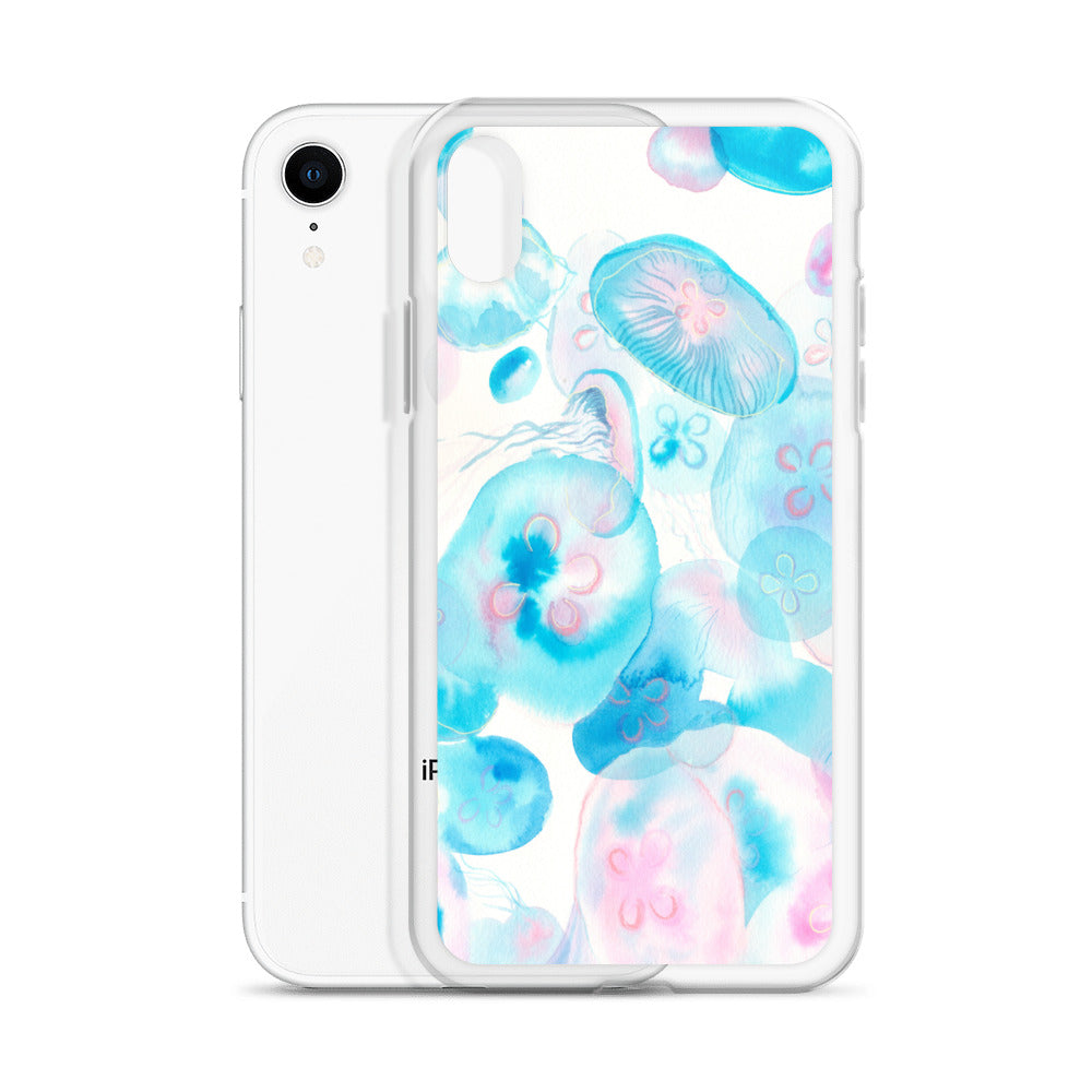 Light Blue Jelly Fish Clear Case for iPhone® - Aquamarine Design - Artistic Gifts for Women - Art by Artist Tania Herrera from Aquamarine Design Studio