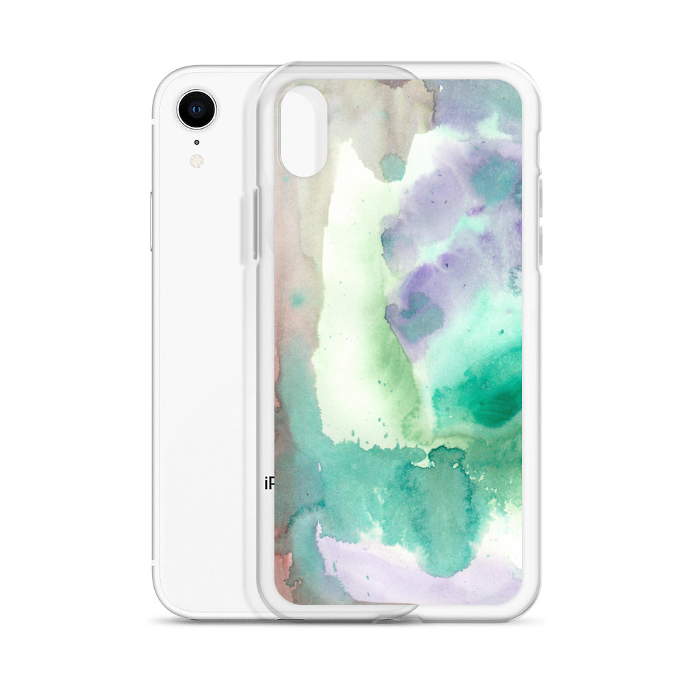 Purple and Green Abstract Clear Case for iPhone® - Aquamarine Design - Artistic Gifts for Women - Art by Artist Tania Herrera from Aquamarine Design Studio