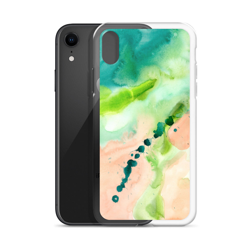 Coral and Aqua Abstract Design Clear Case for iPhone® - Aquamarine Design - Artistic Gifts for Women - Art by Artist Tania Herrera from Aquamarine Design Studio